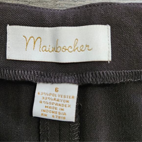 Mainbocher Wide Leg Brown Front Zip Up Dress Pants Size 6 Womens Minimal Career - Picture 9 of 9